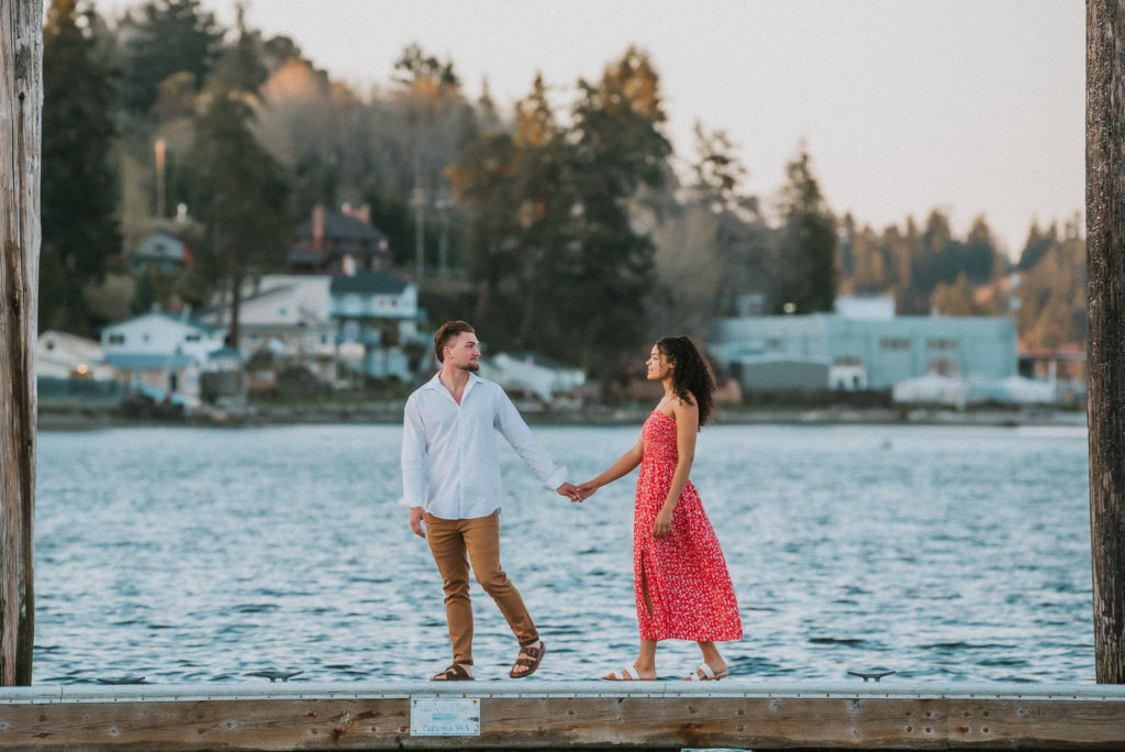 Caleo Photography. Pomeroy Beach, Washington. Beautiful Beach Engagement Photos. Beautiful Mixed Race Couple.
