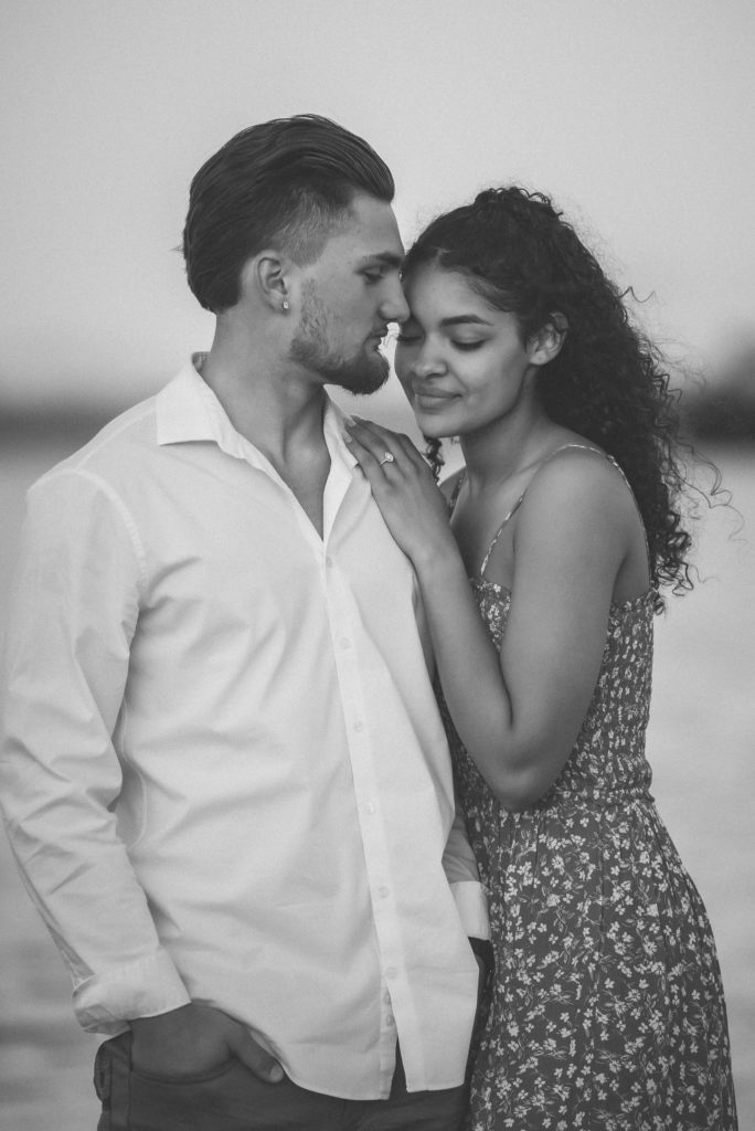 Caleo Photography. Pomeroy Beach, Washington. Beautiful Beach Engagement Photos. Beautiful Mixed Race Couple.