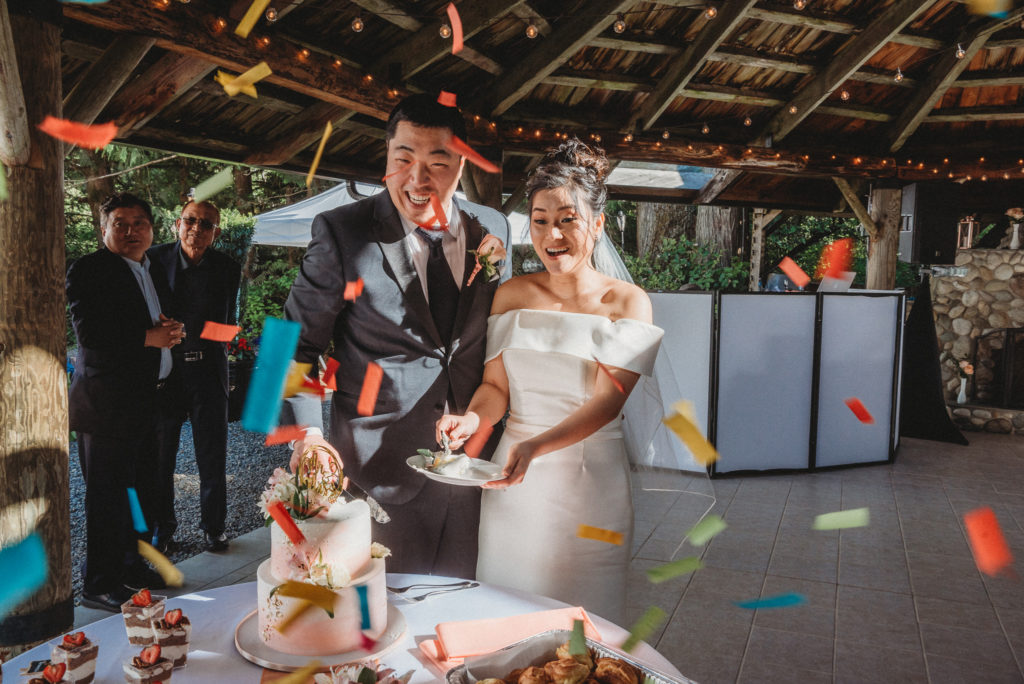 Cedar Springs Wedding, Cake Cutting, Confetti Pop