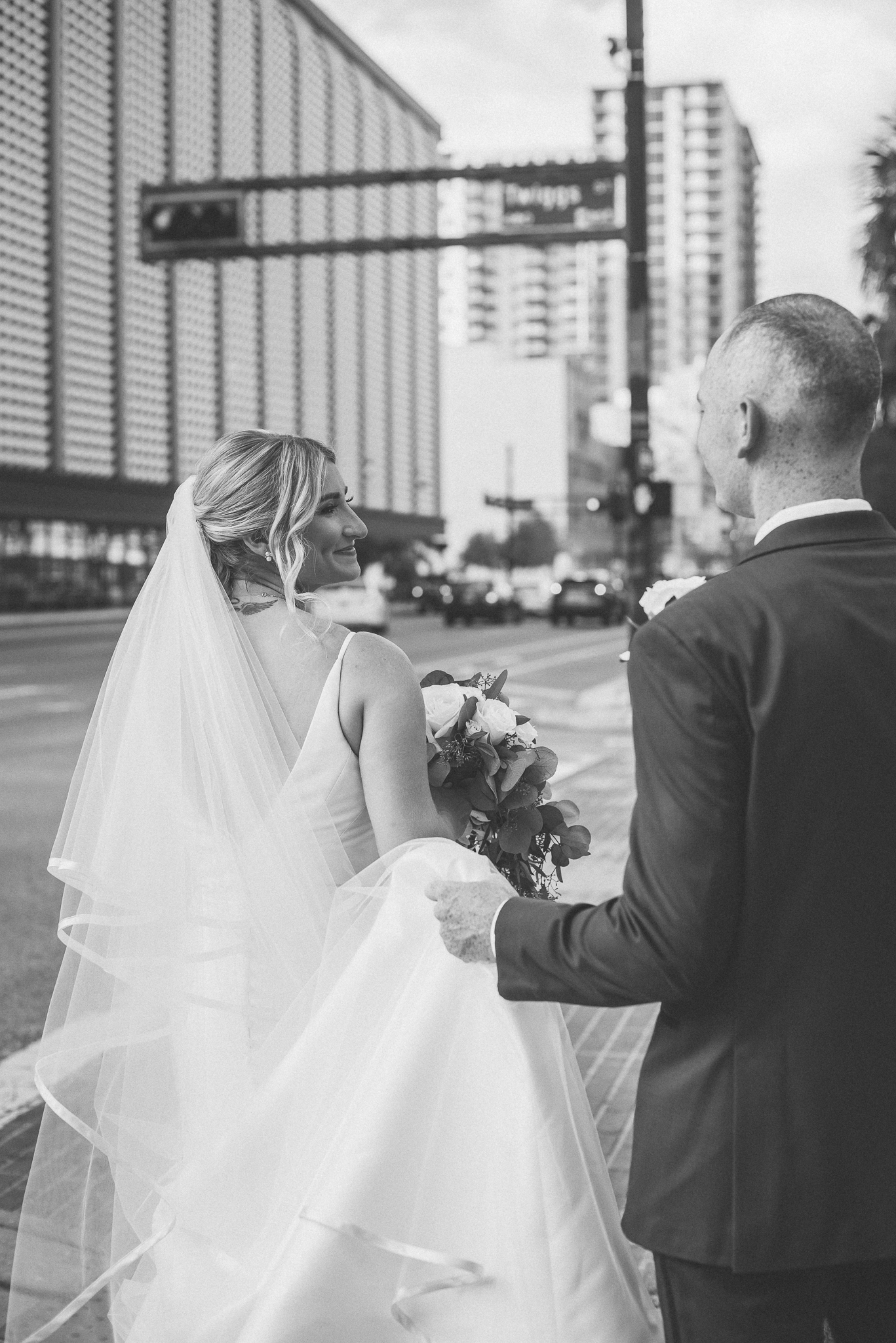 Bride and Groom Portrait Downtown Tampa , Caleo Photography